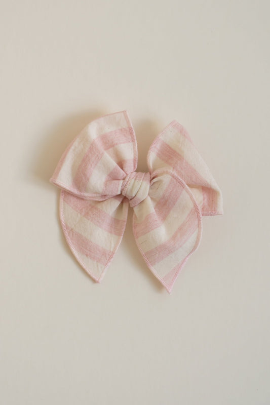 Small Fable Bow ~ pink stripe - Renny & Blu