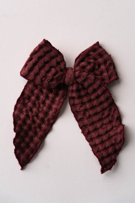 Fable bow ~ maroon waffle - Renny & Blu