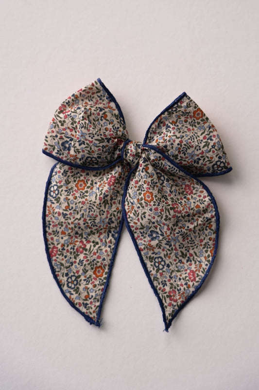Fable Bow ~ navy floral outline - Renny & Blu